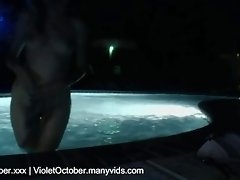 don't get caught - fingering my pussy in public pool at night no audio video on WebcamWhoring.com