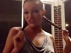Lili Simmons flashing one of her breasts video on WebcamWhoring.com