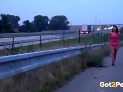 Public Pissing On The Highway For Sexy Brunette video on WebcamWhoring.com