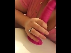 Cleaning my pussy juice off my dildo. video on WebcamWhoring.com