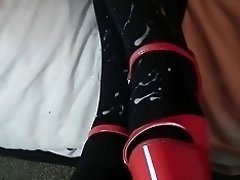3 Loads of cum on stockings video on WebcamWhoring.com