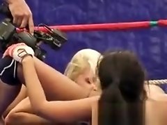 Lesbian babe fingered after wrestling video on WebcamWhoring.com