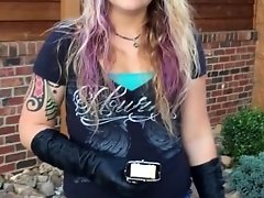 Sexy Blonde Smoking VS120 in Black Leather Gloves video on WebcamWhoring.com