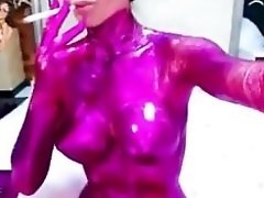 Purple Graffiti Girl - Sexy Heels And Body Paint video on WebcamWhoring.com